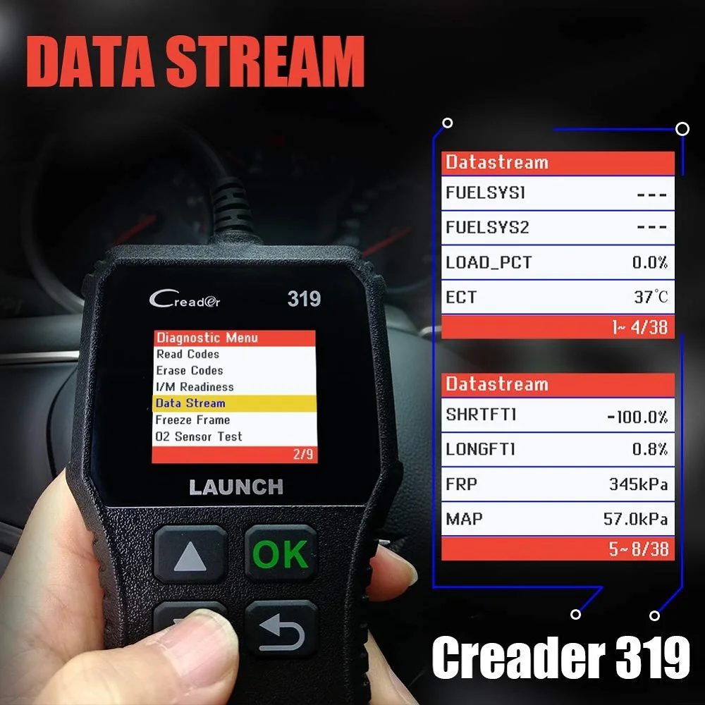 Launch X431 Creader 319 OBD2 сканер CR319 считыватель кодов автомобильный двигатель проверка света PK AD310 проверка O2 сенсор EVAP тест