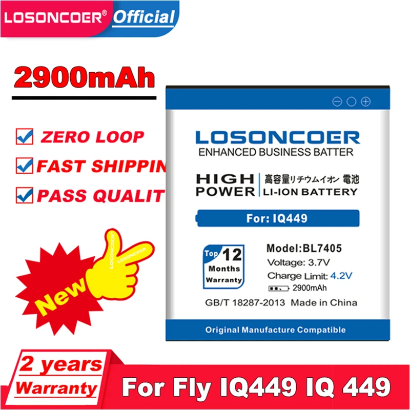 LOSONCOER 2900mAh BL7405 для Fly IQ449 Iq449 BL 7405 литий ионный полимерный аккумулятор|fly iq449