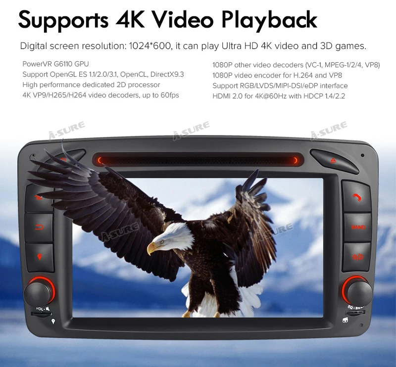 Cheap A-Sure 8 Core 32GB ROM Android 9.0 Radio GPS DVD Navi For Mercedes Benz C-class W203 CLK G500 Viano Vito Class G-Class W463 13