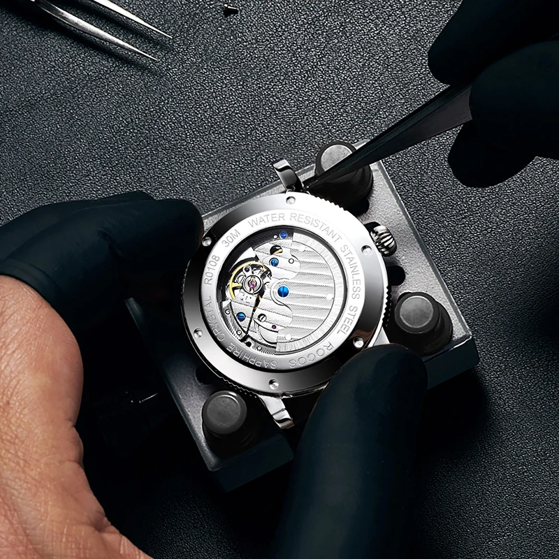 ROCOS Men's Automatic Mechanical Watch New Luxury Night Sky Watch Waterproof Sport Date Luminescence Sapphire WristWatch R0108