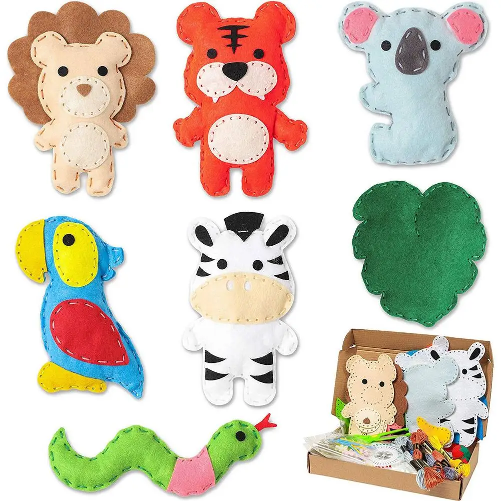 

Felt Animal Crafting Sewing Kit Fun DIY Stuffed Animal Sew Kits For Kids Boys And Girls Educational Beginner Friendly Animals Se