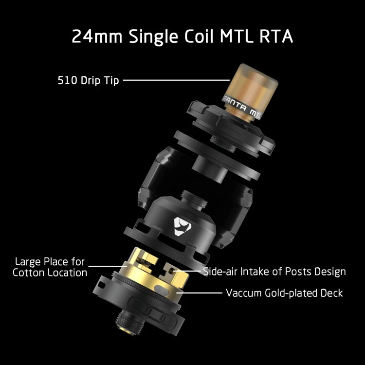 Оригинальная емкость Advken Manta RTA MTL распылитель 24 мм в радужной фасовке|Трубки и