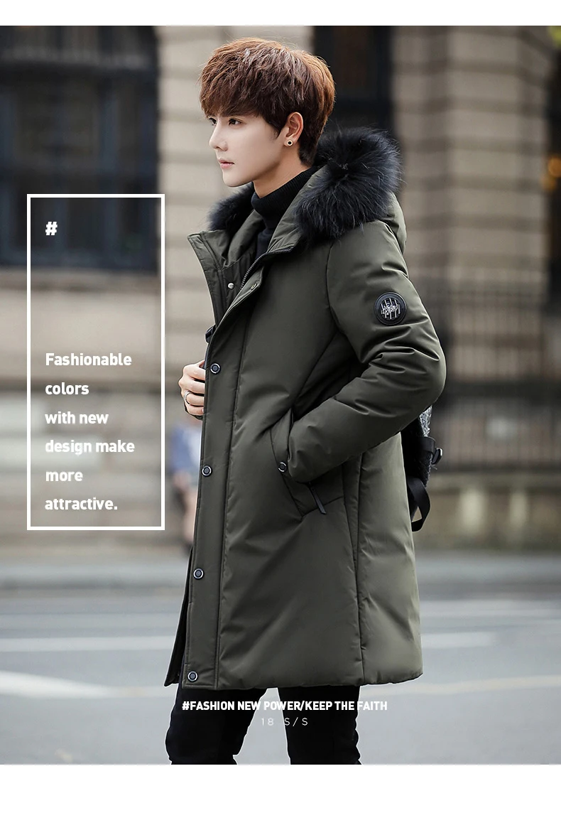 BROWON бренд зимнее мужское длинное пальто Модная Толстая Теплая мужская одежда приталенные повседневные куртки с капюшоном качественная хлопковая куртка черного цвета