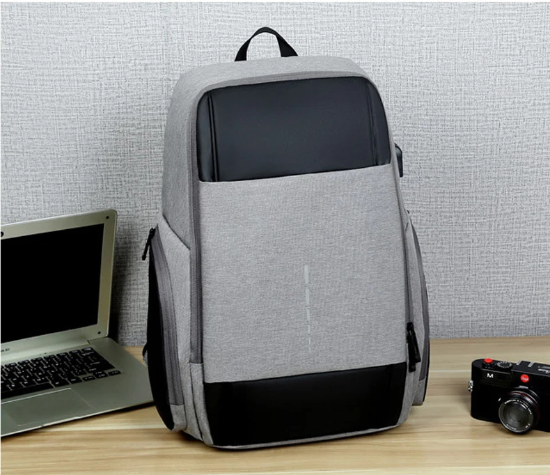 Мужской рюкзак с двойной застежкой-молнией для путешествий с usb-зарядкой, сумка для ноутбука 14, 15, 15,6, 17,3 дюймов, водонепроницаемые портативные сумки для ноутбука