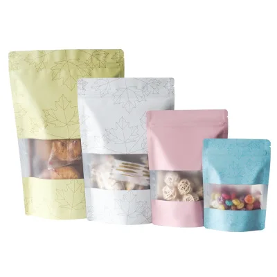 100pcs Recyclable Maple leaf Ziplock Storage Bags Metallic Mylar Eco Plastic Stand Up Pouches Food Package For Coffee Bean | Дом и сад