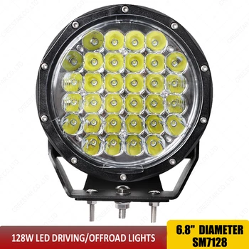 

High Power 128W Led Driving Lights 7" inch Round Led Off Road Lights For ATV,SUV, Truck, Fork lift,Trains,boat,bus x1pc