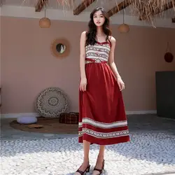 2019 Новый Модный женский комплект из двух предметов, агатовый красный ассиметричный жилет с принтом + юбка, летний комплект