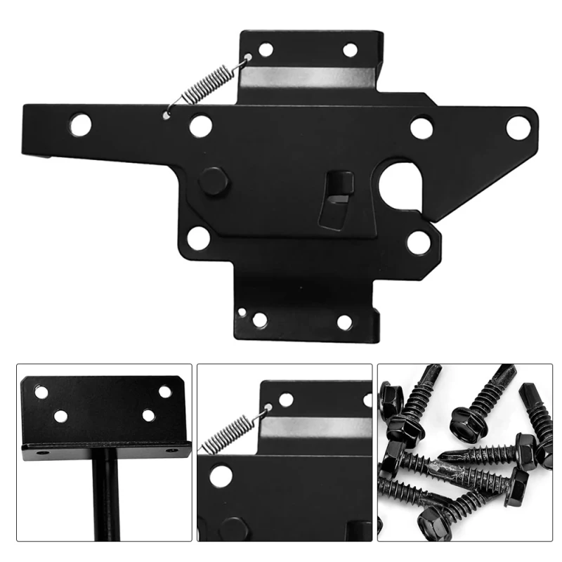 

Self-Locking Gate Latch Heavy Duty Post Mount Automatic Gravity Lever Wood Spring Bolt Door Hardware Door Bolts