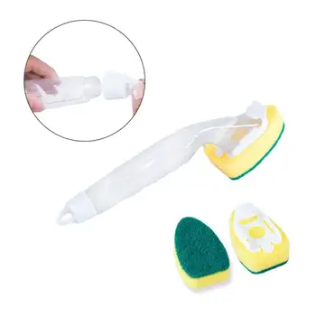 

Kitchen Dishwashing Brush Scrubber With Refill Liquid Soap Dispenser hanging strong decontamination cleaning Sponge