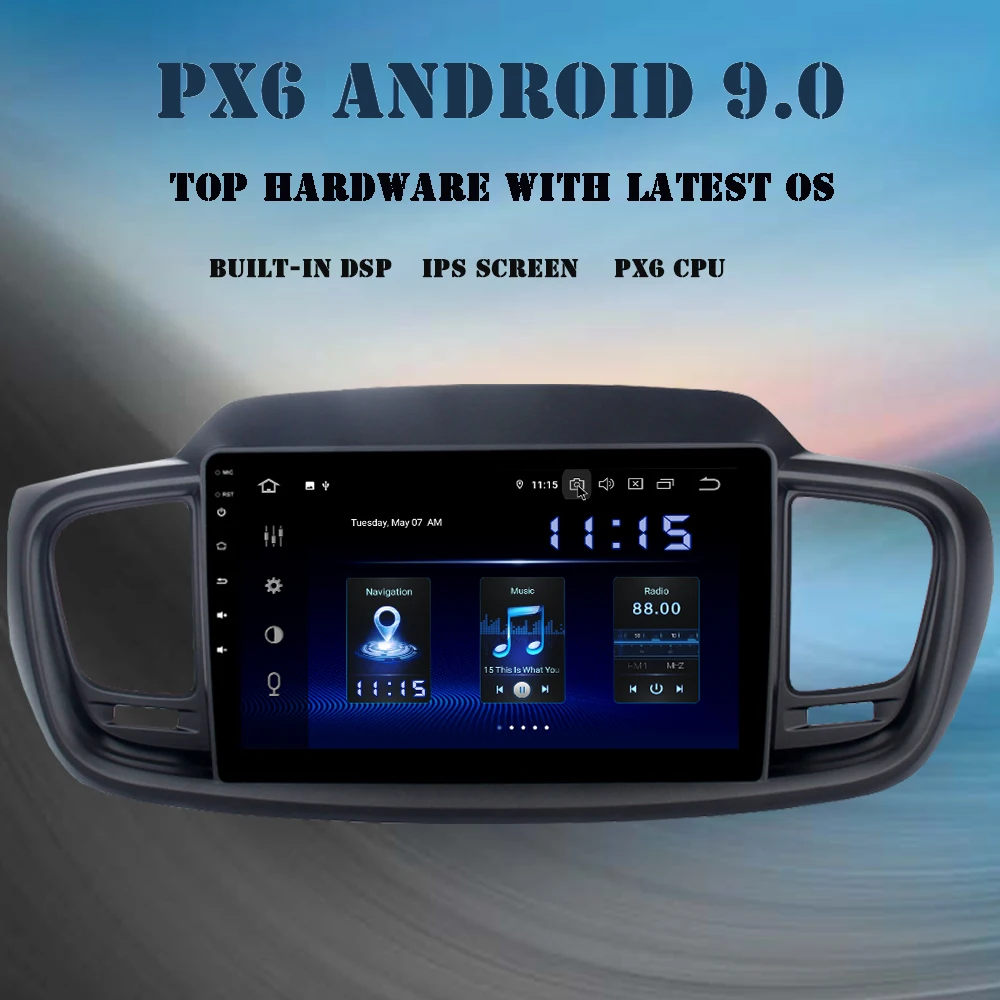 Android 9,0 Автомагнитола для Kia Sorento мультимедийный плеер PX6 DSP HDMI 4 Гб+ 64 Гб " ips gps навигация wifi