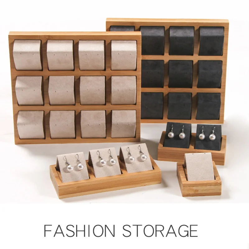

Luxury Bamboo Wood Earrings Display Tray 4 Sizes To Choose For Woman Earrings Display Stand Jewelry Display Tray