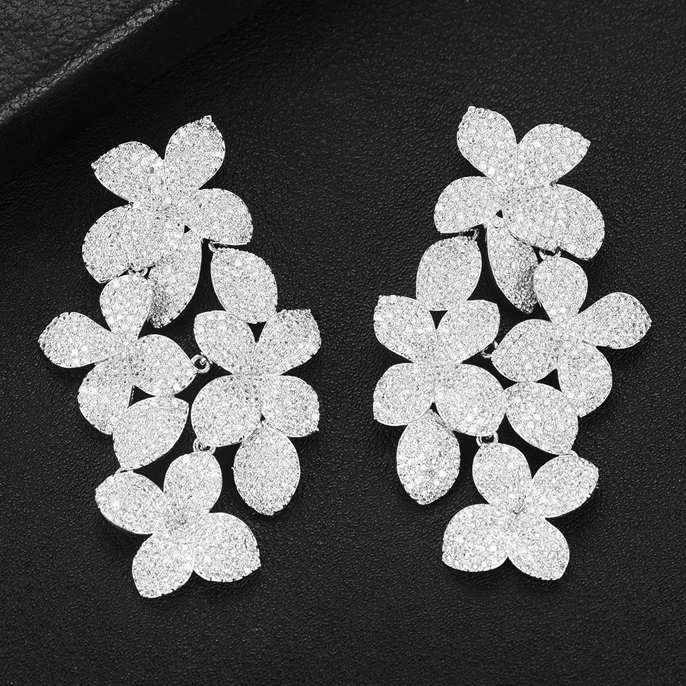 GODKI Monaco Design Flower Charms Trendy Women Earrings Cubic Zircon Drop Earring For Women Wedding Party Accessories