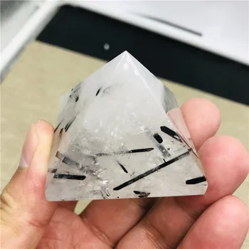 

35-50mm Rare Natural " Black Tourmaline Hair " quartz crystal Pyramid healing