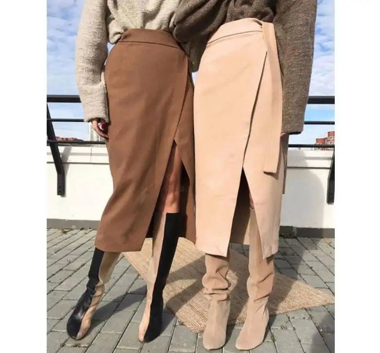 Khaki Suede Long Skirt Women Autumn Winter Casual Wrap Skirt Lace Up Women High Waist Midi Skirt Office Ladies Elegant 2020 Khaki Suede Long Skirt Women Autumn Winter Casual Wrap Skirt Lace Up Women High Waist Midi Skirt Office Ladies Elegant 2020