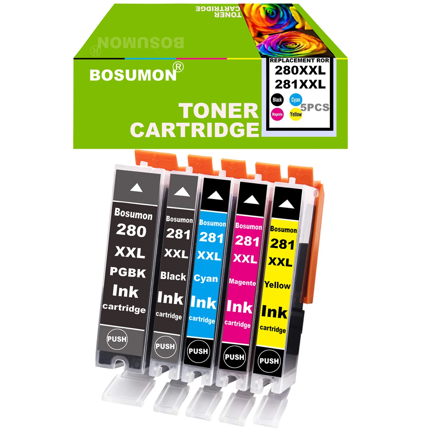 

5PK Compatible Ink Cartridge PGI 280XXL CLI 281XXL for Canon PIXMA TR7520 TR8520 TS6120 TS6220 TS8120 TS8220 TS9520 TS9521C