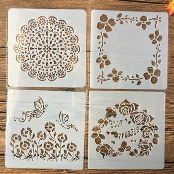 

4Pcs/Set 5inch Heart Garland DIY Layering Stencils Painting Scrapbook Coloring Embossing Album Decorative Template