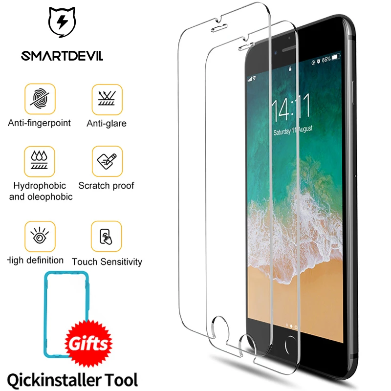 

SmartDevil screen protector for iphone 6 6s Plus 7 Plus 8Plus 2.5D Curved Tempered Glass for iphone X Xs Max Xr Screen Protector