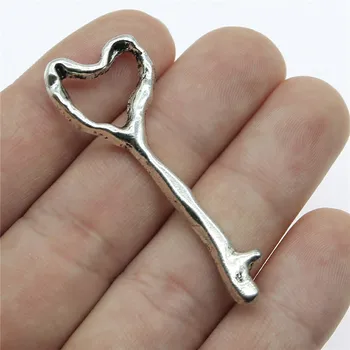 

WYSIWYG 4pcs Charms Twist Key Antique Silver Color Alloy DIY Jewelry Making Accessories 51x18mm