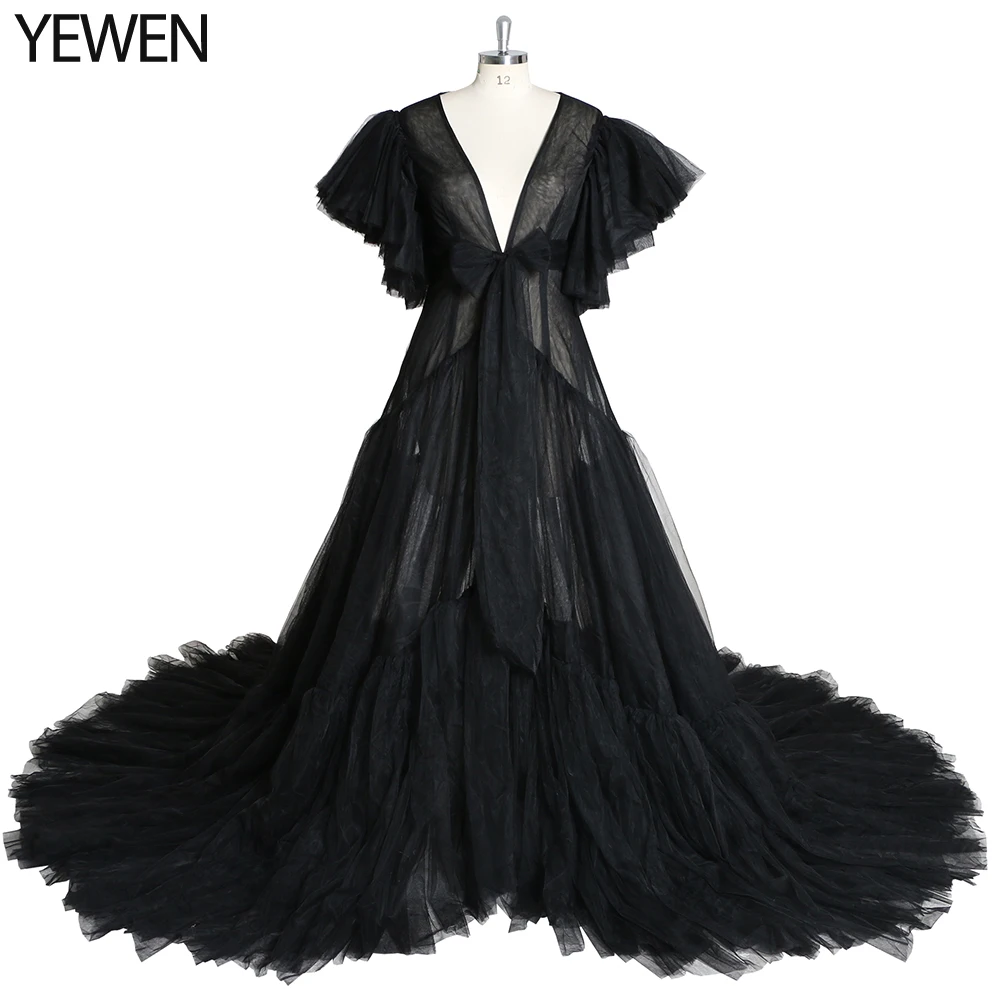 black ball gown Autumn Color Maternity Dress for Photo Shoots Evening Dress Bridal Gown Plus Size YEWEN Custom Colors party gown Evening Dresses