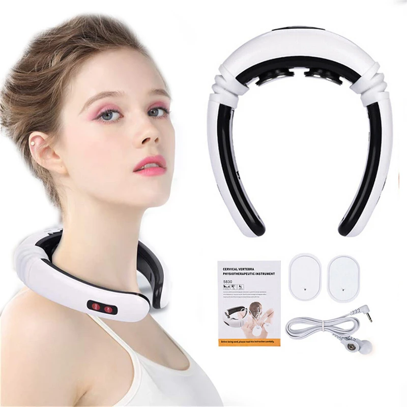 Electric Neck Massager Tens Pads Kneading Back and Neck Massager U Shape Pulse Therapy Machine USB Shiatsu Pain Relief Relax g2