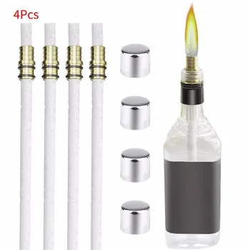 

Wine Bottle Torch Kit 4 Pack, Includes 4 Long Life Torch Wicks, Brass Wick Mount
