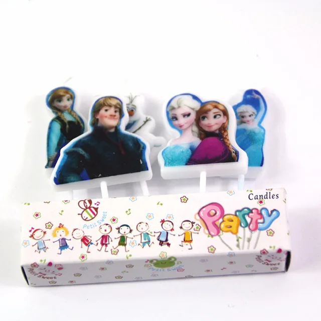 5pcs Candle Frozen2 Снежная королева Эльза Анна детские вечерние принадлежности чашки тарелки салфетки флаг подарок на день рождения украшения для детей - Цвет: 5pcs Candle