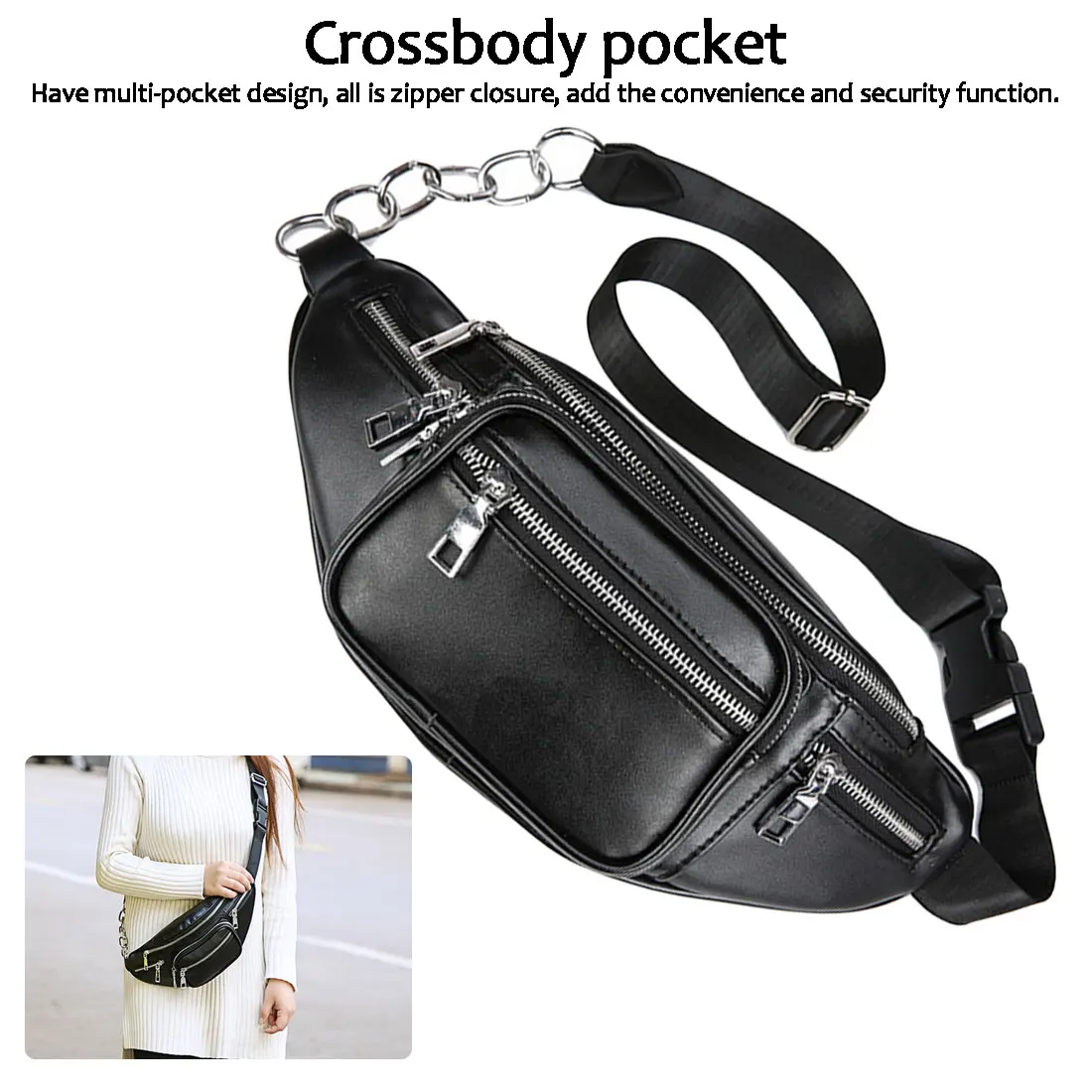 

2019 Waist Bag Women Waist Packs Belt Bag Luxury Leather Chest Handbag Black Color New Fashion Quality