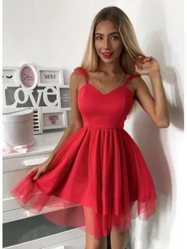

Unique Straps Prom Dress A-line Mini Party Dress