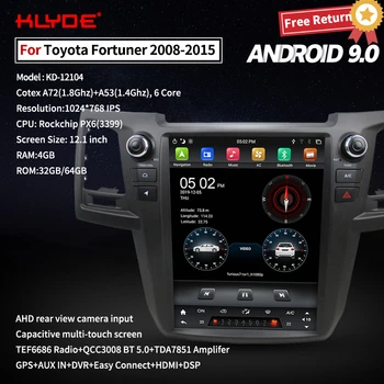 

Klyde For Toyota Fortuner 2008-2015 Car Radio GPS Navigation Tesla Style Screen Android 9 Recorder Multimedia Player Video