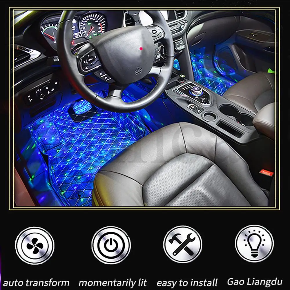 4X Автомобильный светодиодный USB RGB автомобильный окружающий внутренний светильник на крыше Звездный ночной Светильник s проектор светильник интерьерный декоративный светильник