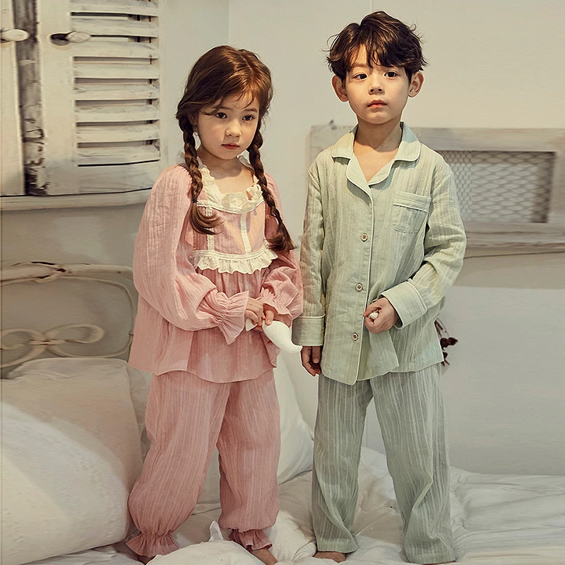 best Sleepwear & Robes Cute Girl's Boy's Jacquard Cotton Pajama Sets.Toddler Kid‘s Princess Lace Pyjamas Set Sleep Loungewear.Children’s Clothing custom pajama sets	