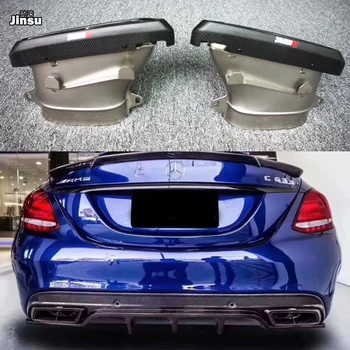 

AK style Carbon fiber Tail Exhaust Tips Muffler Pipe For Benz C class c250 sport bumper W205 C63 AMG Stainless Steel mufflers