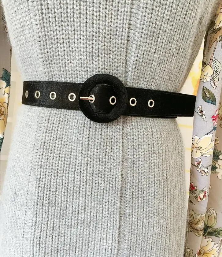 Женское подиумное модное бархатное женское платье из искусственной кожи, пальто, корсеты, пояс с пряжкой, широкий пояс R1740