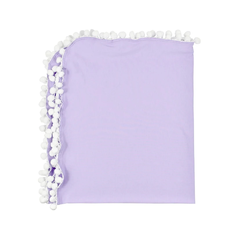 light purple Лидер продаж; одеяло для кроватки с помпоном; хлопковое мягкое дышащее Пеленальное Одеяло для новорожденных; реквизит для фотосессии - Цвет: light purple