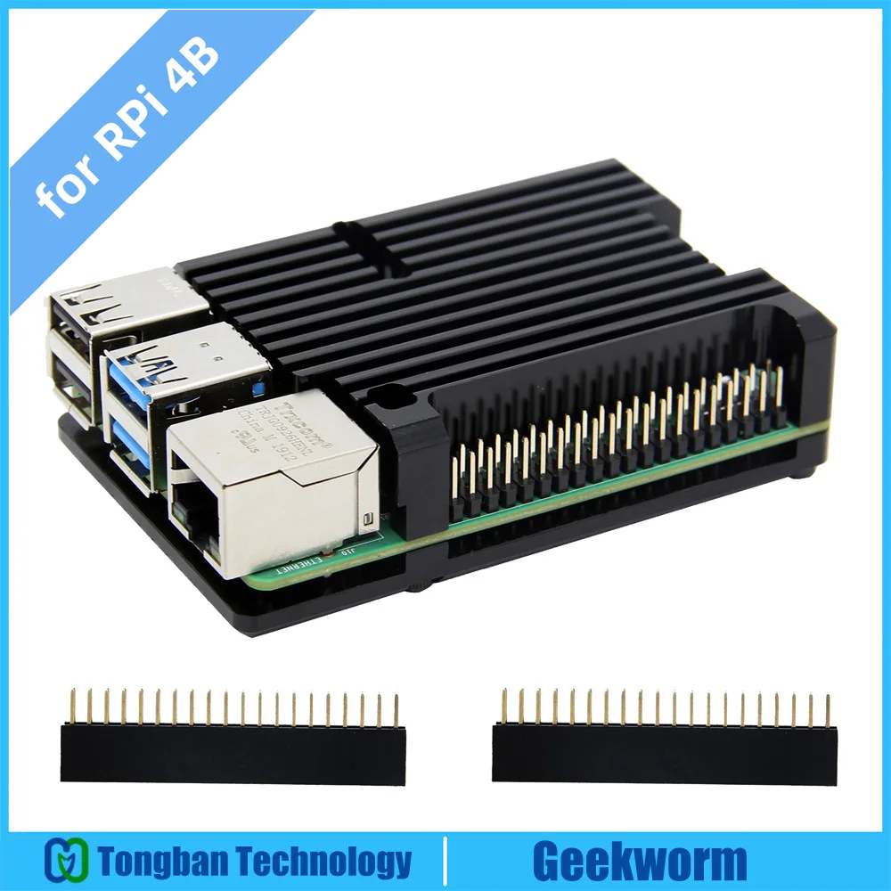 Чехол Raspberry Pi 4 Armor Heatsink с двойным вентилятором 4B Пассивный охлаждающий чехол из