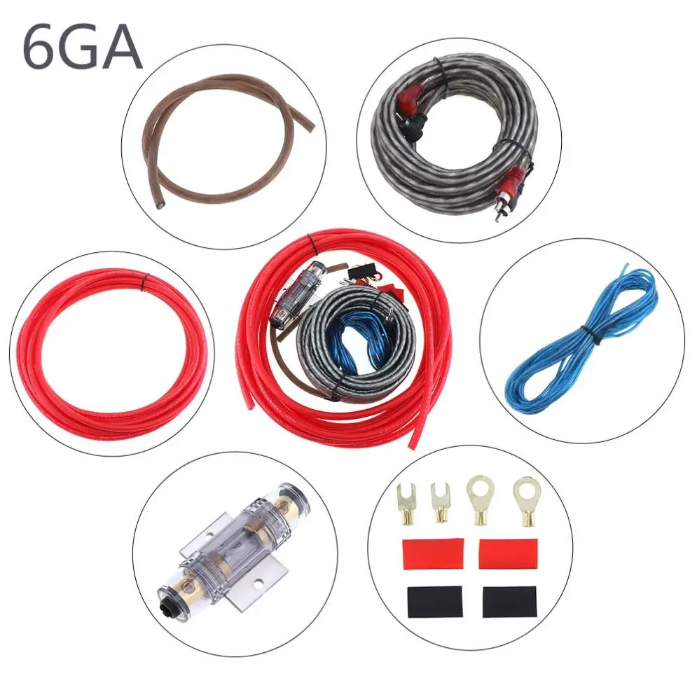 

1 Set 550 Core 6GA PVC + Copper Clad Aluminum Car Power Amplifier Audio Line Speaker Woofer Cables Fuse Suit 60A Fuse Holder