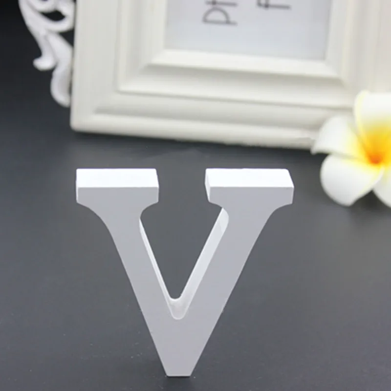 1pc 8CM White Wooden Letters English Alphabet DIY Personalised Name Design Art Craft Wedding Home Decor letters room decoration - Цвет: ZM-V