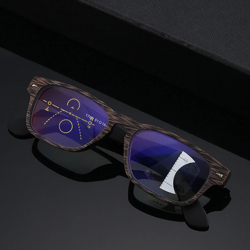 Zilead, анти-синий светильник, Мультифокальные очки для чтения, имитация дерева, очки для дальнозоркости, очки для дальнозоркости, унисекс+ 3,5