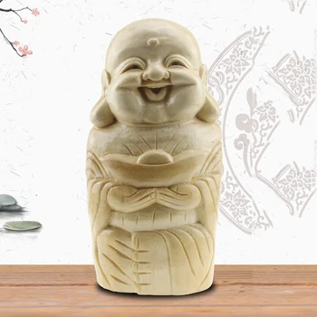 

Bamboo carving craft Chinese Mascot Maitreya ornaments household display prosperity luck safety residence gifts