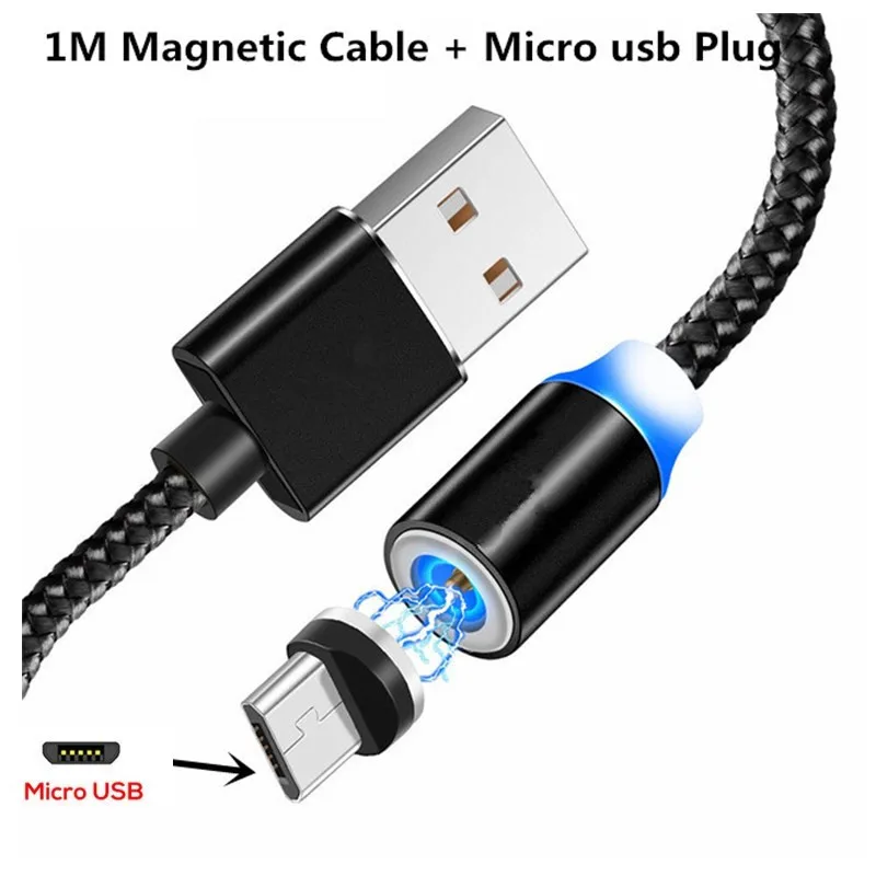For Micro Black Магнитный usb-кабель для быстрой зарядки Зарядное устройство кабель для Samsung galaxy A7 J3 J5 J7 A5 A3 A6 A8 J8 J2 PRO J4 J6 плюс A9 - Цвет: For Micro Black