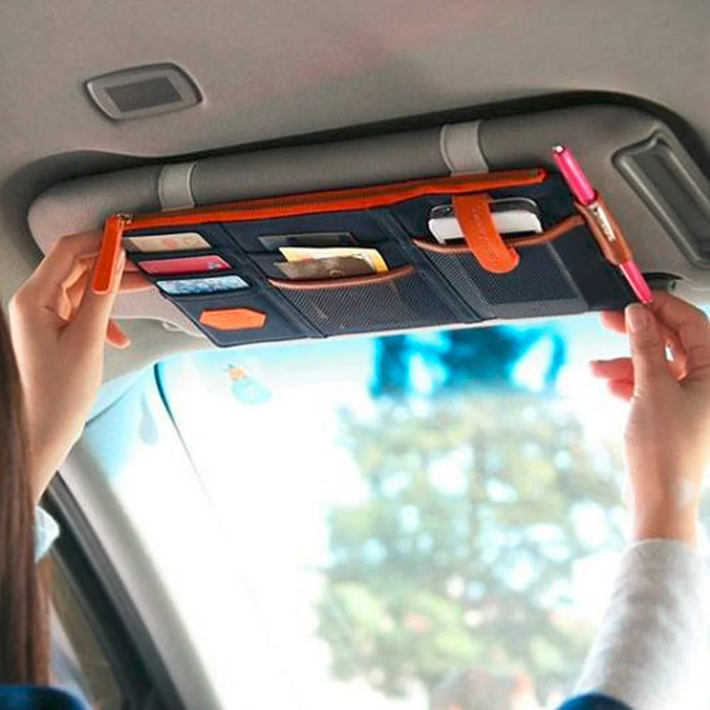 

Multi-purpose Car Sun Visor Point Pocket Card Storage CD Holder Organizer Pouch Bag Glasses Storage Car Interior Accessories