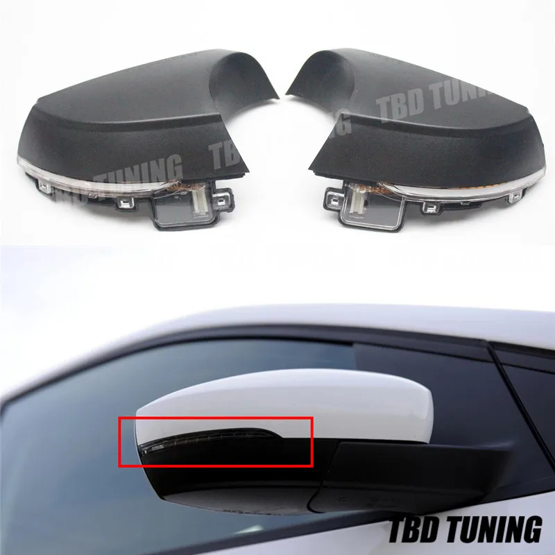 

For VW Volkswagen POLO Jetta 2014 2015 2016 - 2019 Carbon Fiber Mirorr Cover Blinker Dynamic Turn Signal Led