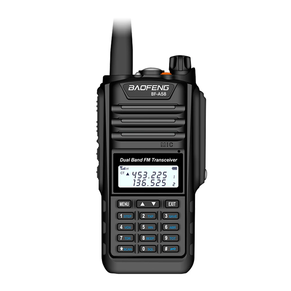 Baofeng BF-A58 Водонепроницаемый двухстороннее радио двухдиапазонный UHF VHF 5 Вт CB Ham радио ЖК-дисплей fm-трансивер 128CH сканер woki toki - Цвет: Standard