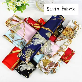 

150cm satin fabric classic chain printing fabric clothing handmade gift box packaging fabric scarves scarf diy cloth