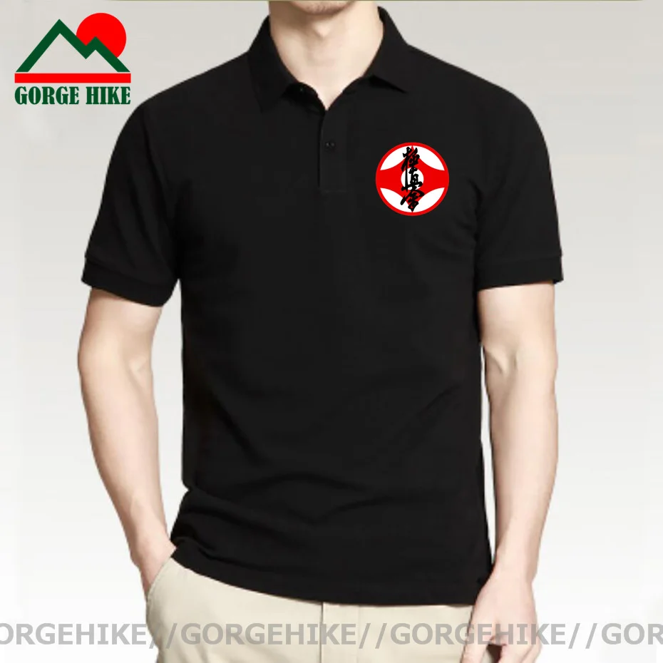Kyokushin kárate symbol text y kanji Kung Fu front polo de verano para hombre, camiseta de manga corta, acogedor y transpirable