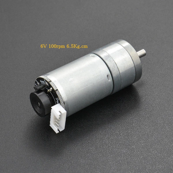 Шифратор Холла металла dc мотор шестерни 1: 75 6V 100rpm 6.5Kg.cm для двигающийся робот среднего размера Мобильная платформа