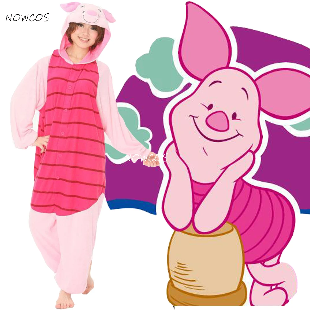 

Cartoon Animal Cosplay Piglet Pig Onesies Pajamas Women Men Jumpsuit Hoodies Adults Cos Costume for Halloween and Carnival