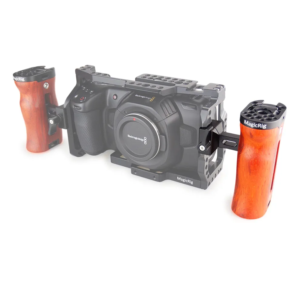MAGICRIG Регулируемая DSLR деревянная рукоятка универсальная Боковая ручка Nato с креплением для холодного башмака/ARRI Монтажная точка для камеры клетка