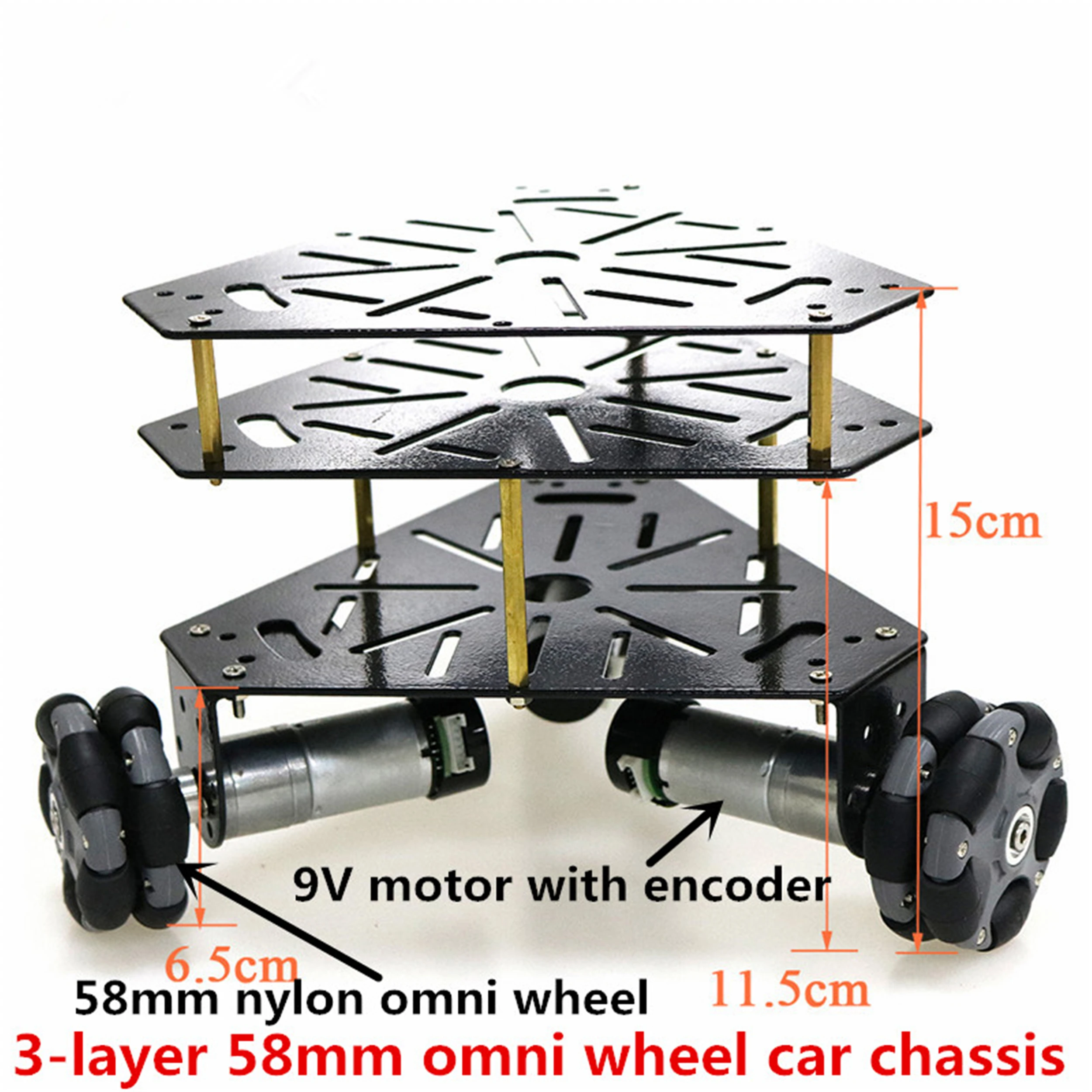 58/100mm Nylon Omni Wheel Large 4WD 1/2/3 Layer Metal Robot Car Chassis Kit DC Motor With Encoder Speed Feedback DIY Heavy Load