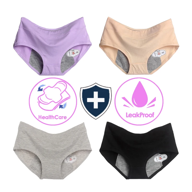

4Pcs/Lot Menstrual Panties Lingerie Women Cotton Leak Proof Period Briefs Ladies Physiological Underpants Drop Shipping